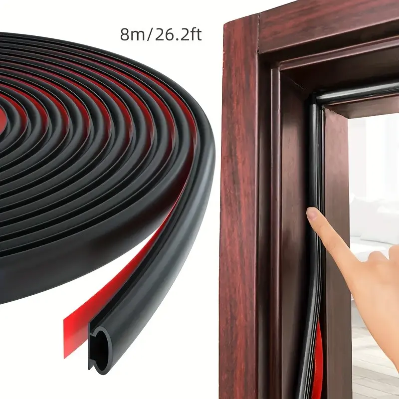 8m/26.2ft Door Seam Seal Strip, Soundproofing Weatherstrip, Self-Adhesive, Reduces Noise, Windproof, for Doors and Windows