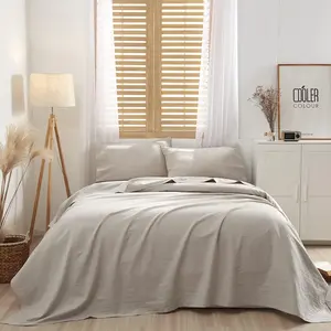 Washed Linen Sheets , 4 count Super Soft Breathable Durable Luxury  Linen Bed Sheets Deep Pocket, -Wicking Cool Sheets for Hot Sleepers.