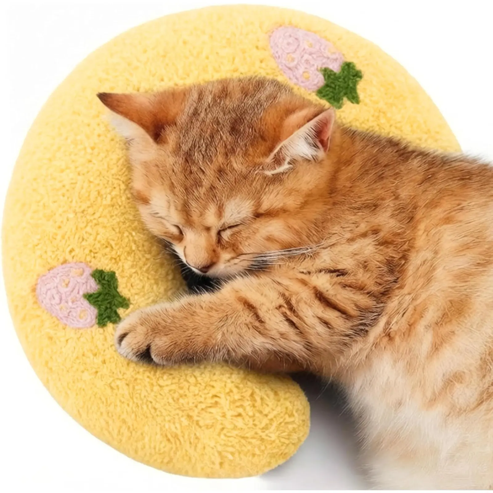 U-Shaped Cat Pillow for Joint Relief and Cervical Support, Soft Plush Donut Bed, Machine Washable, Soothing Comfort for Indoor Cats and Small Dogs