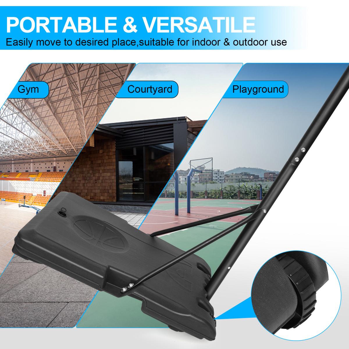 [Fahuac] Portable Basketball Hoop Height Adjustable 5.6-7ft - 28x18in Polycarbonate Backboard, Heavy-Duty Steel Frame, Water/Sand Fillable Base, Indoor Outdoor for Kids.