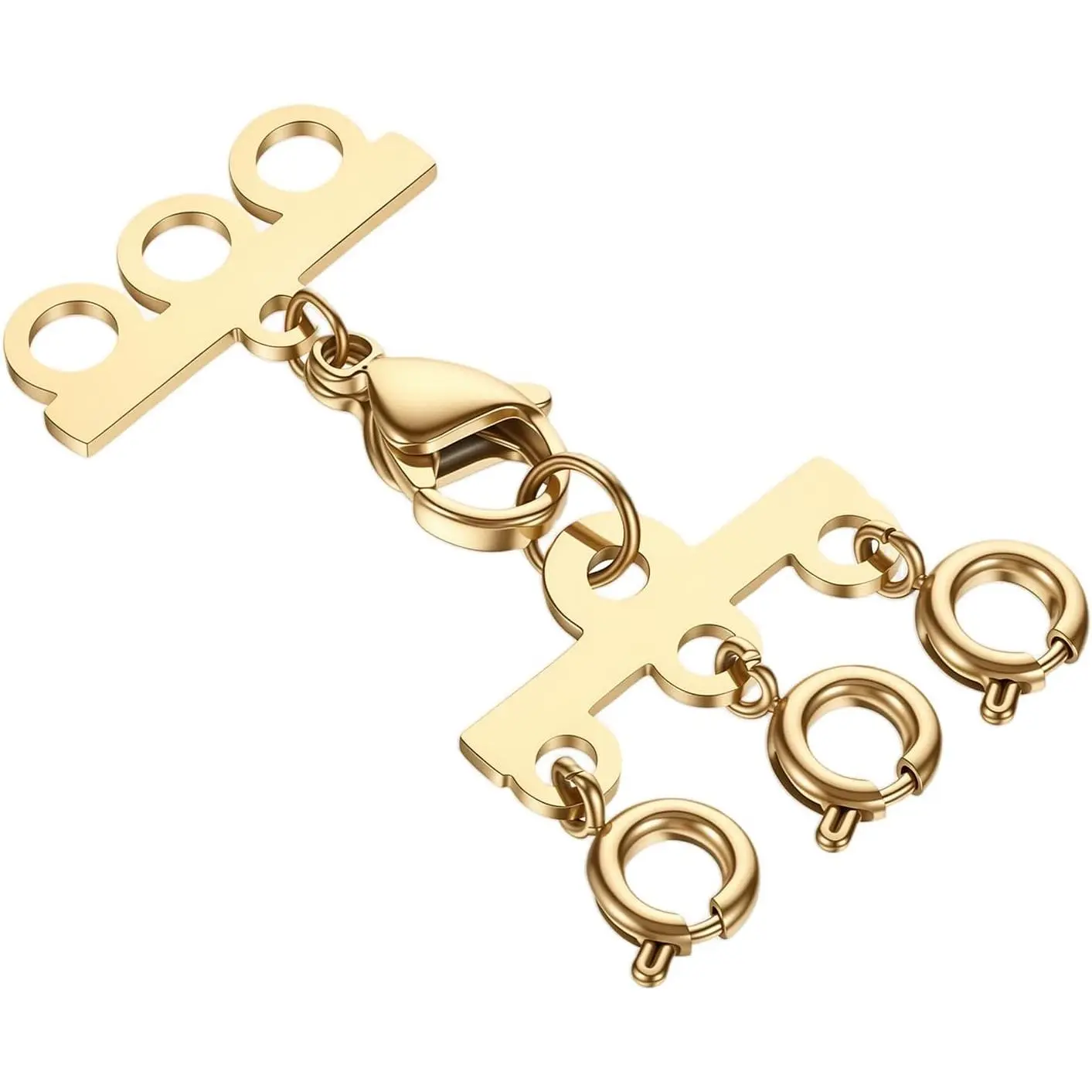 Multi Necklace Layering Clasp, Gold Slide Lock Plated Necklace Connectors Separator Multi Strands Multiple Jewelry Closures for Stackable Layering Tube Clasps Layered Look