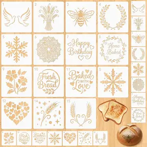 30Pcs Handmade Bread Template Sourdough Stencils for Bread Sourdough Design Tools Cookie Stencil Holder Diverse Patterns for Cookie Cake or Pie Decorating