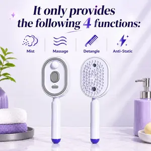 Electric Spray Cushion Massage Comb, Self-Cleaning, Anti-Tangle, Anti-Static, Volumizing, Essential Oil Mist Hair Care Function