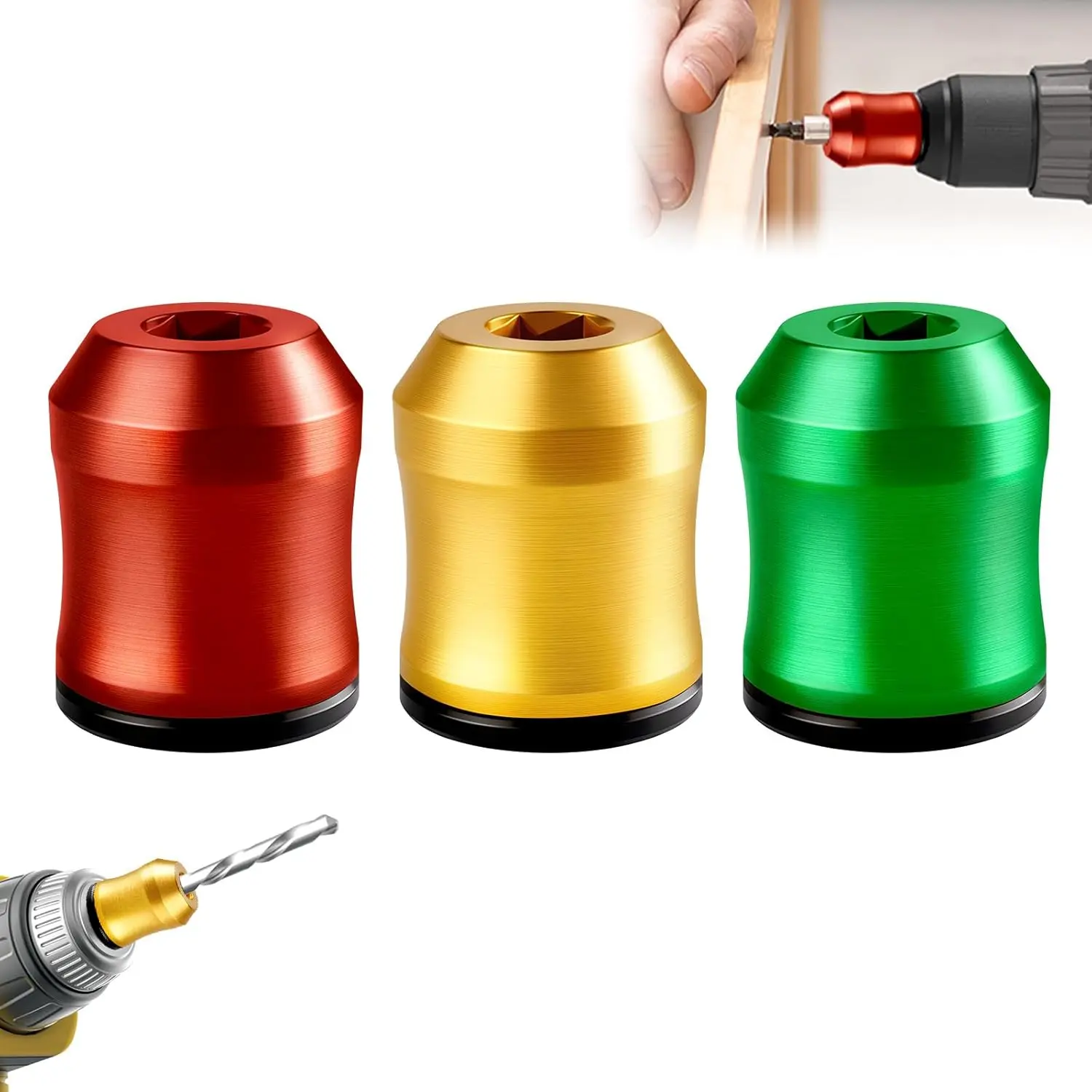 3PCS Anti-Slipping Magnetic Grip Screw Rings - Screwdriver Head Accessory for Carpenters, Ideal for Drill Repairs, Repair Tasks & Magnetic Screw Ring Screwdriver Sets