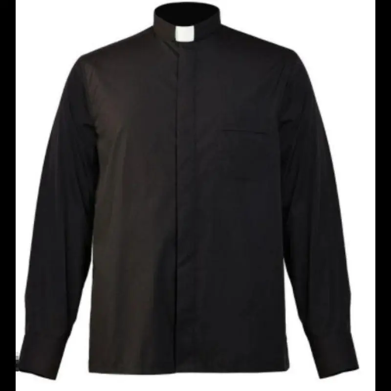 Men's Halloween Catholic Priest Cosplay Top Set - Short-Sleeved & Long-Sleeved Polyester Costume Clothes for Role-Playing (2026 Collection), Formal