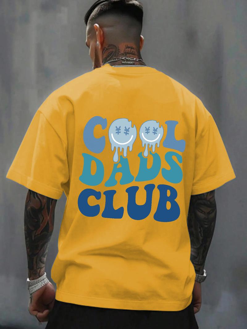 Men's Regular Fit Cool Dads Club Figure Print Round Neck Tee, Casual Short Sleeve Crew Neck T-shirt for Daily Wear, Fashion Men's Top for All Seasons, Tropical, Casual Style Tee