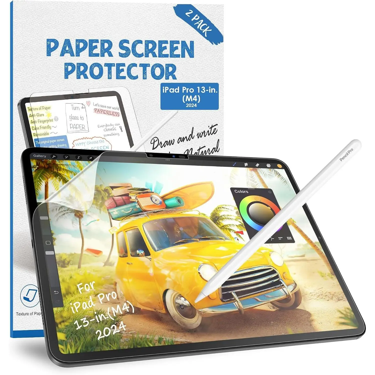 2 PACK Paper Screen Protector for iPad Pro 13 inch M4/M5, Matte  Film Compatible with iPad Pro 13" 2024/2025, Write and Draw Like  Paper, Anti-Glare & Anti-Scratch