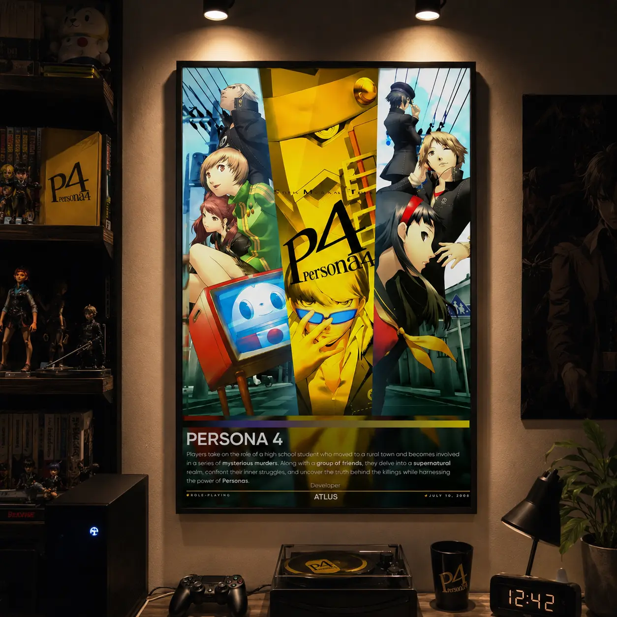 Persona 4 Gaming Wall Posters, Persona 4 Players Video Game Poster, Canvas Wall Art Print, Japanese RPG Gaming Room Decor, Anime Style Game Poster for Bedroom Dorm Office Man Cave, Gift for Video Game Fans