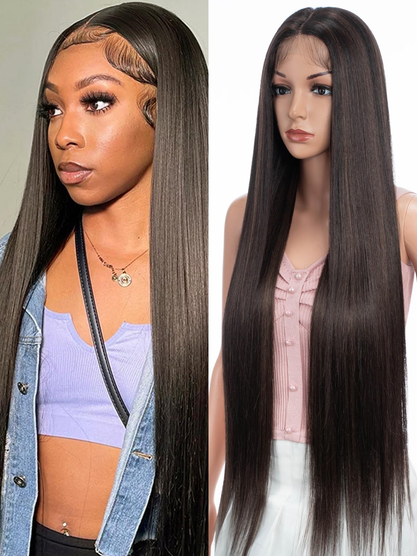 Super Long Straight Wigs with Baby Hair for Women, Gorgeous Fluffy Wigs, Synthetic Lace Front Wigs for Party, Daily Use, Glueless Frontal Wig