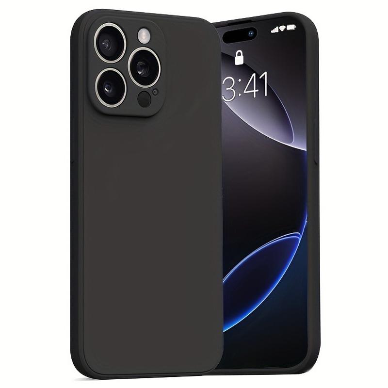 Solid Color Phone Case with Camera Protector, Full Covered Slim Gel Rubber Case with Soft Microfiber Lining, Phone Accessories for iPhone 11-17  Series