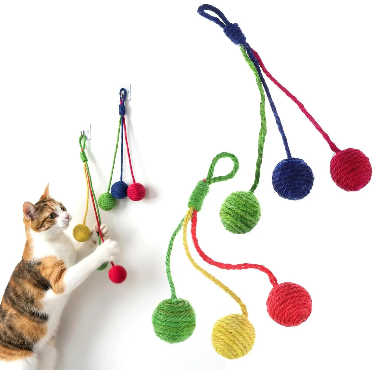 2 count   Toys Interactive   Sisal Rope Ball Cats  Rope  Cats Cage Accessories for Indoors Fun