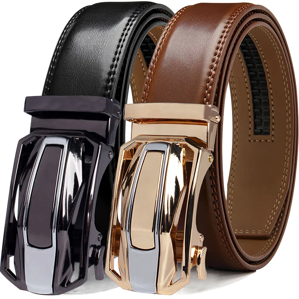 2pcs Men's Ratchet Leather Belt Set - Sliding Belt Adjustable For Gift Mens Dress Fashion Belts1 3/8", Christmas Gift Ideal Men's Belt Accessory