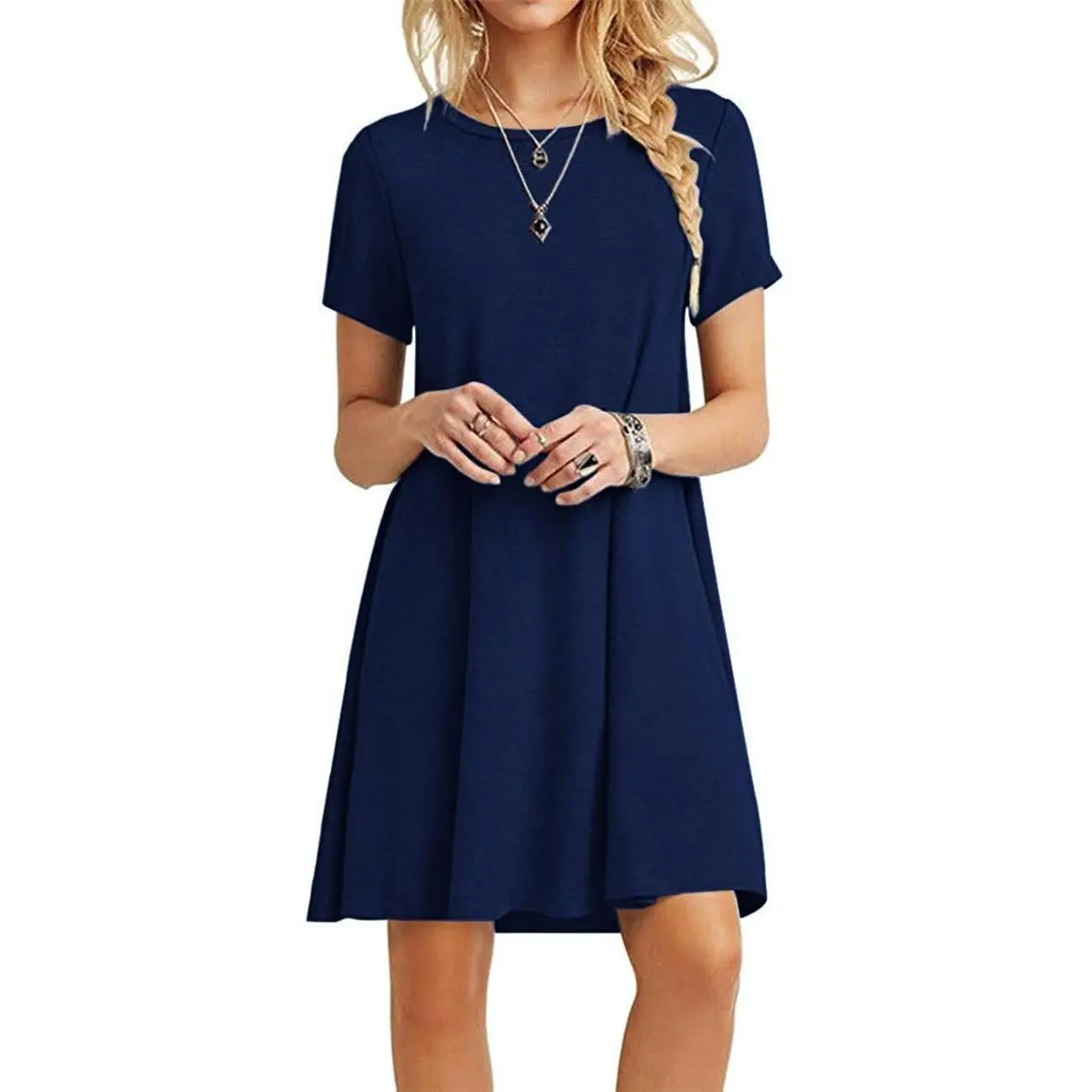 Swing Loose Fit Comfy Casual Flowy Cute Swing Tunic Dress
