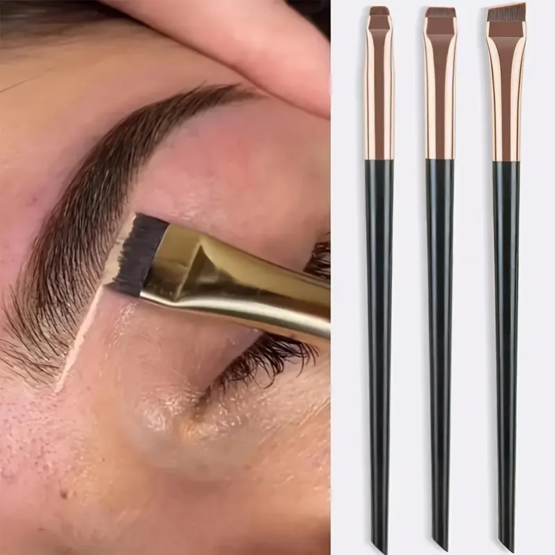 3-Piece Makeup Brush Set, Crescent Eyeliner Brush, Fine Angle Brow Brush, Eyeliner Brush, Ultra-Fine Shadow Brush, Essential Beauty Tools, Brush Makeup Kit, Brush Combo