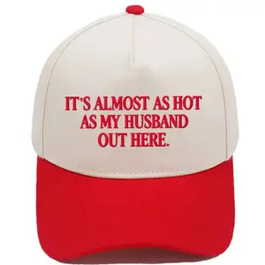 Funny "Almost As Hot As My Husband" Embroidered Hat | Retro Aesthetic Two-Tone Snapback Cap for Women | Trendy Camo & Graphic Summer Statement Baseball Cap