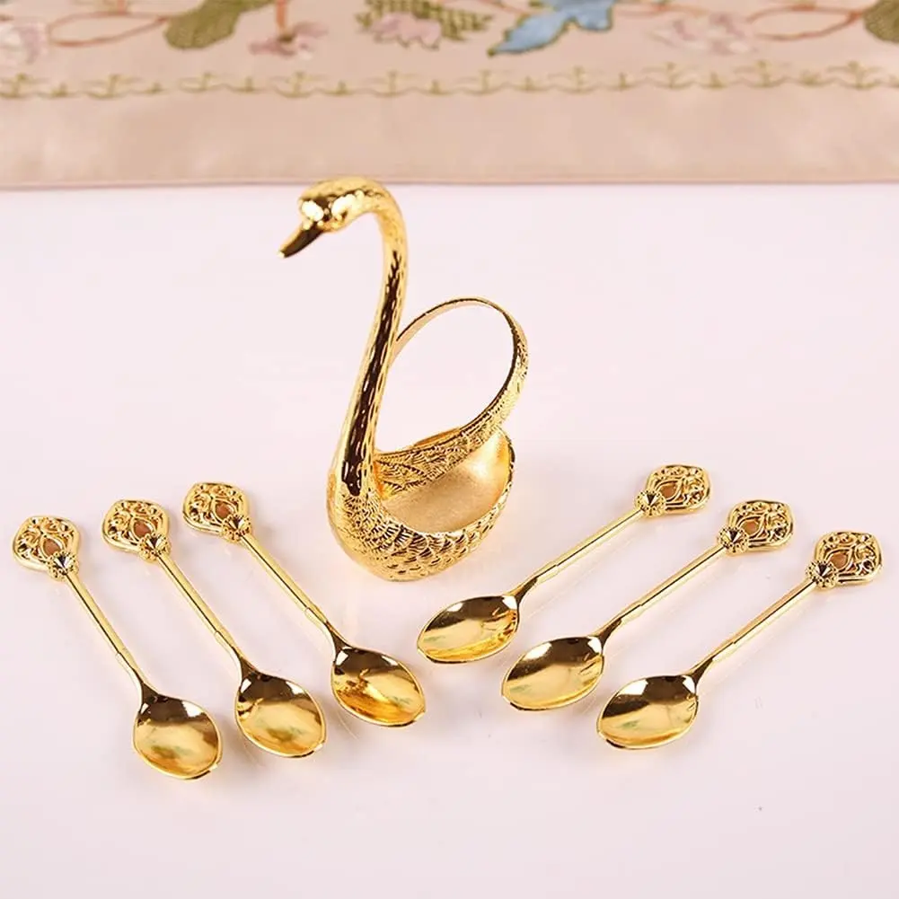 Elegant Swan Design Coffee Spoon Fork Holder Set, High-End Cutlery Organizer, Home Coffee Utensil Storage, Festive Gift for Christmas Valentine's Day