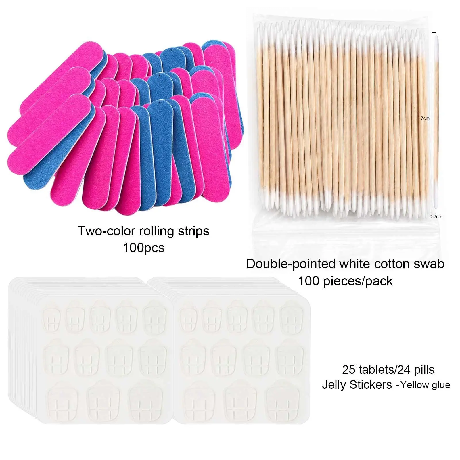 3PCS Press-On Nail Tools Kit - Includes Mini Double-Sided Nail Buffers, Cotton Swabs & Jelly Glue, Complete Prep Kit for DIY Manicure & Fake Nails, Portable Nail Care Set for Beginners & Nail Technicians