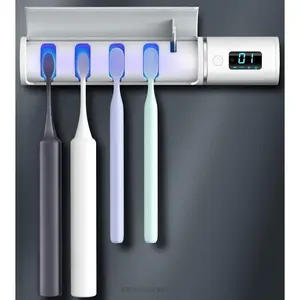 Toothbrush Cleaner, Toothbrush Sanitizer, UV-C Rechargeable Wall Mounted Toothbrush Holder Cleaner with Fan Drying & LED Display, Intelligent Sensing Toothbrush Cleaner for Bathroom, 4 Toothbrush Slots & Timer FunctionH3EasyHouseMart