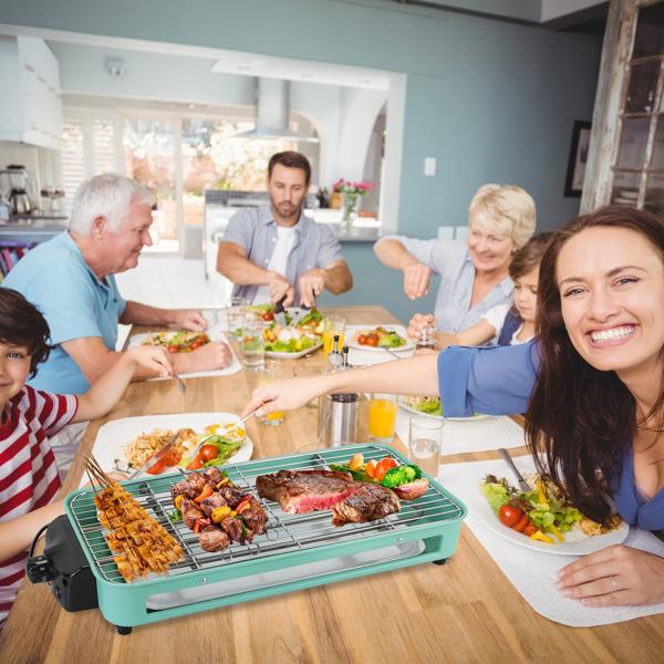 1500W Electric Indoor Grill 2-in-1 BBQ with Grill Net Removable Plate 5 Temp Control 3 Trays Dishwasher Safe for Indoor & Outdoor Parties 1500W Electric Indoor Grill 2-in-1 BBQ with Grill Net Removable Plate 5 Temp Control 3 Trays Dishwasher Safe for Indoor & Outdoor Parties