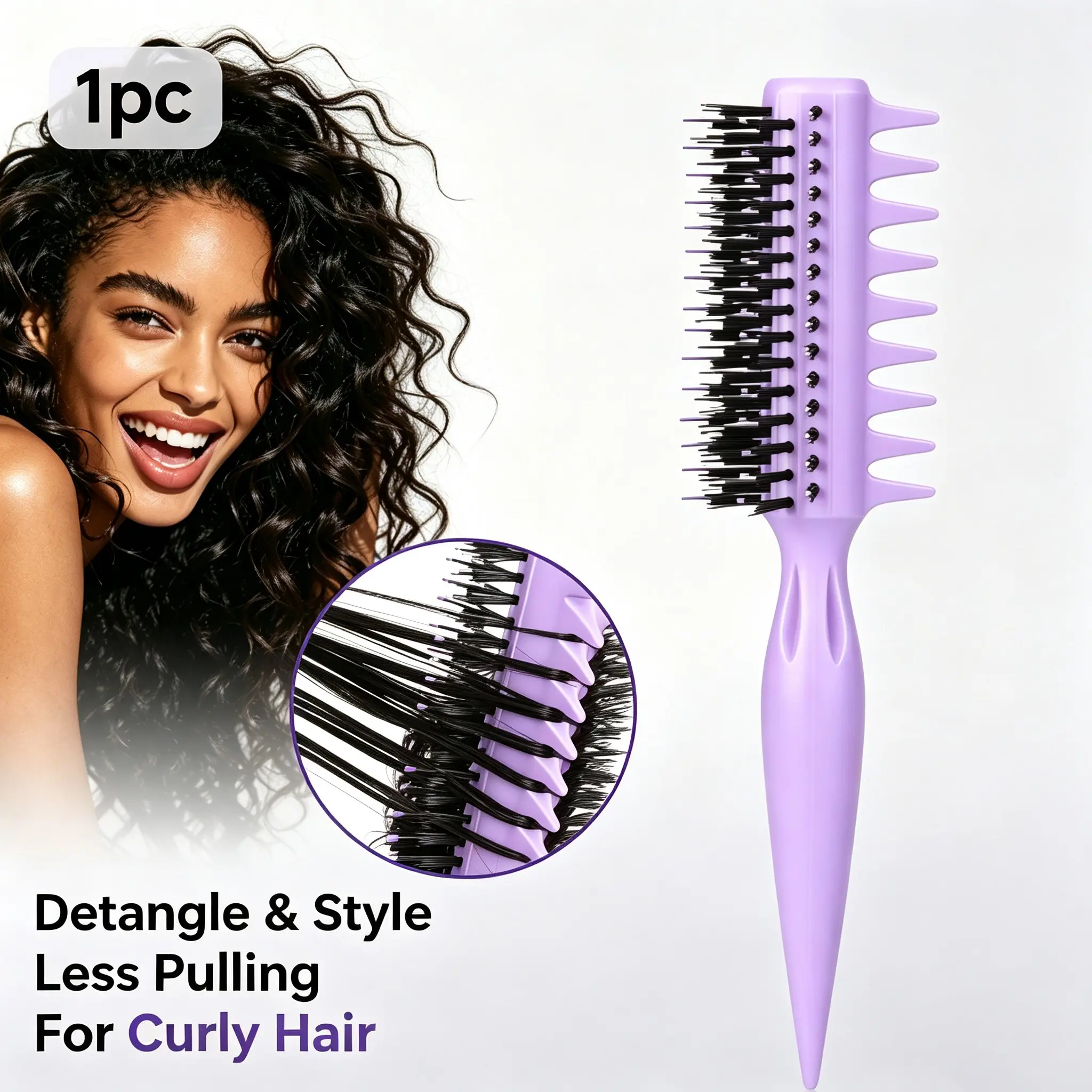 1 curling hair comb hairdressing styling comb long nylon brush heat-resistant hair dryer comb anti-winding scalp massage hair comb unisex fluffy curling iron styling tool wet and dry daily hair care