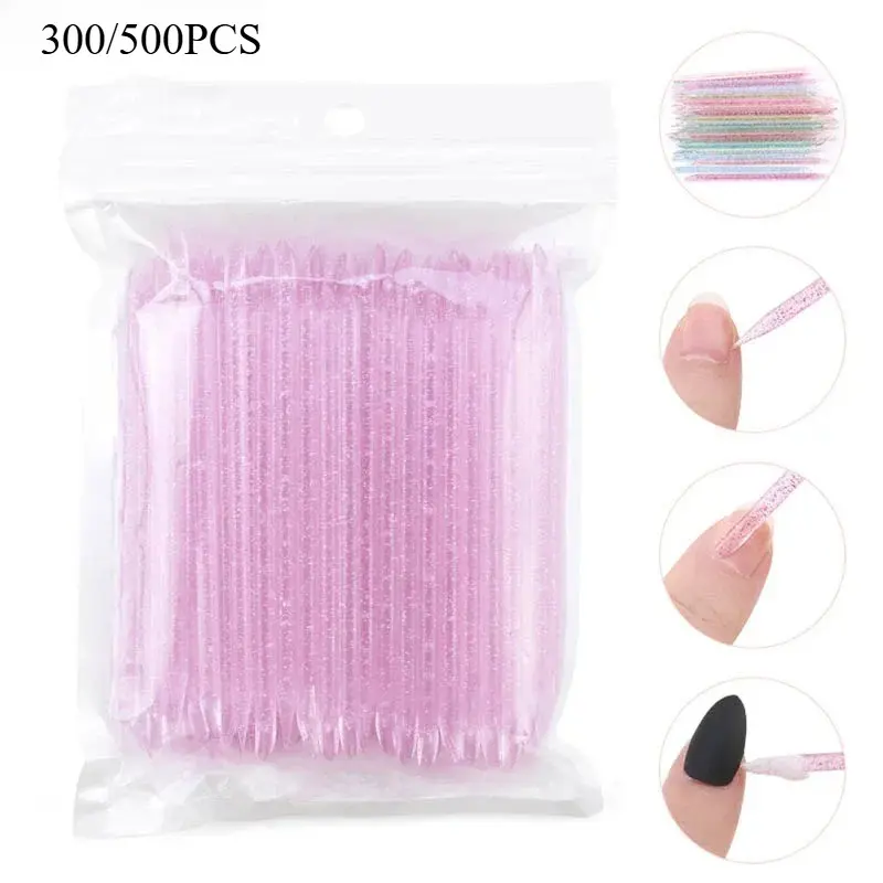 300/500pcs Nail Art Cuticle Pusher, Reusable Double End Crystal Stick, Professional Cuticle Removal Tool, Manicure Nail Accessories