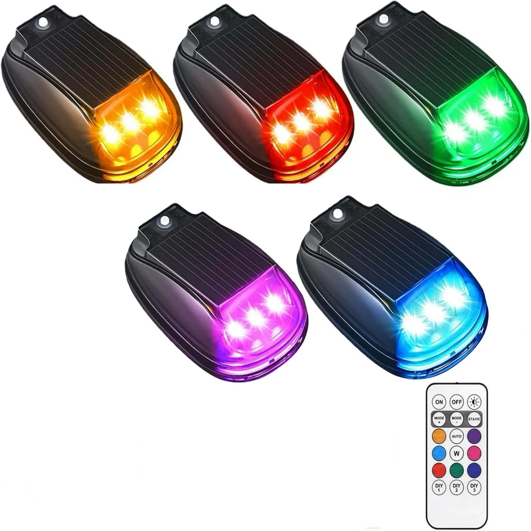 Solar LED Navigation Lights –Wireless LED Flashing BeaconWireless LED Strobe Lamp with Remote, 8-Color USB Rechargeable Solar Marker Light, Smart Sensor Waterproof Warning & Ambient Light for Car, Motorcycle, Truck Night Driving Ideal Gift for Drivers