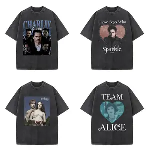 Vintage Movie Twilight Charlie Swan Graphic Gothic Streetwear Streetwear Crew Neck Washed  T-shirt Women Men Unisex Summer Comfortable and Stylish Items Holiday Gifts Father's Day