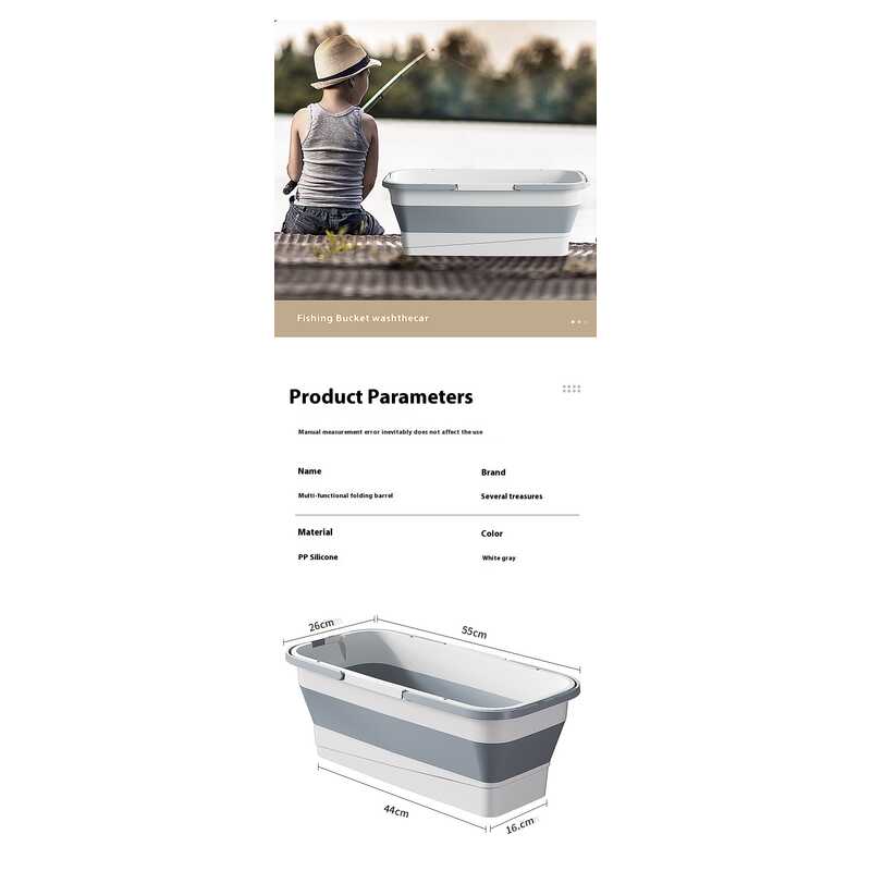 Large capacity foldable rectangular mop cleaning bucket lifting type car washing and fishing multifunctional portable bucket