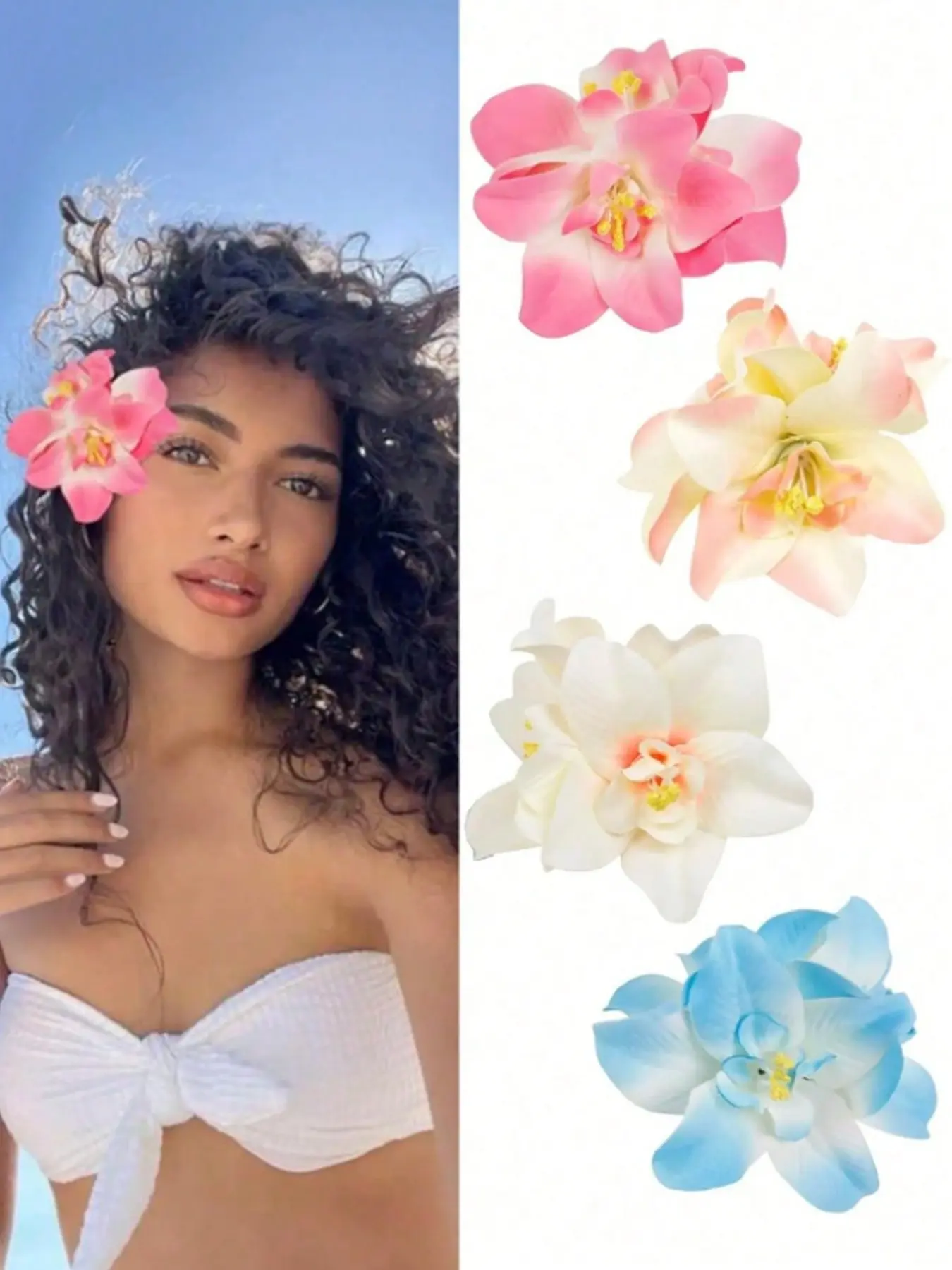 4Pcs Hawaiian Flower Hair Clips, Plumeria Hair Clips, Hibiscus Hair Clips Suitable For Holiday Beach Party, Summer Tropical Flower Hair Accessories, Floral Hair Accessories, Wedding Party, Holiday Gifts For Girls, Claw Clips