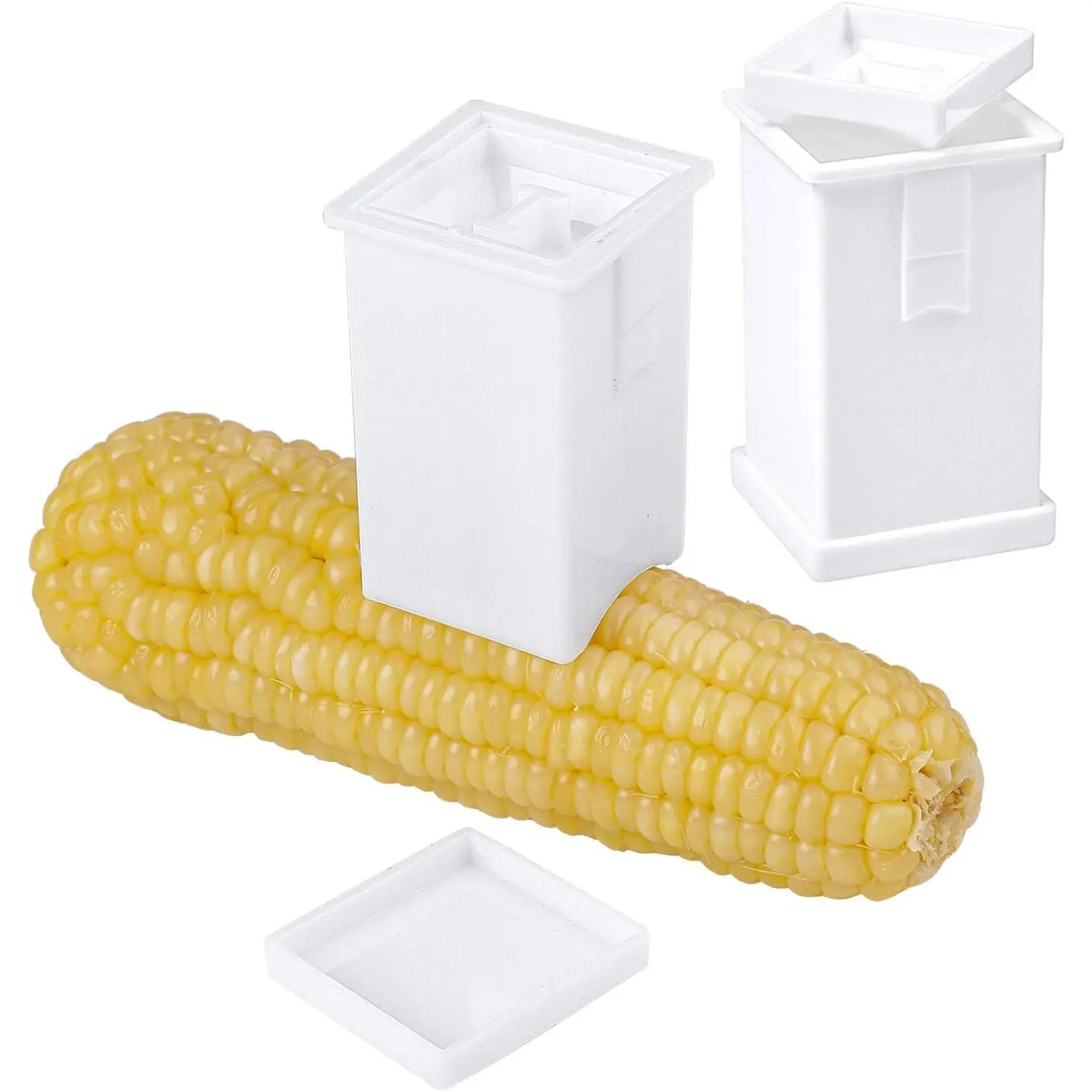 2 Pack Plastic Butter Spreader Corn Cob Butter Holder Spreads Butter Dispenser with Built-in Cover