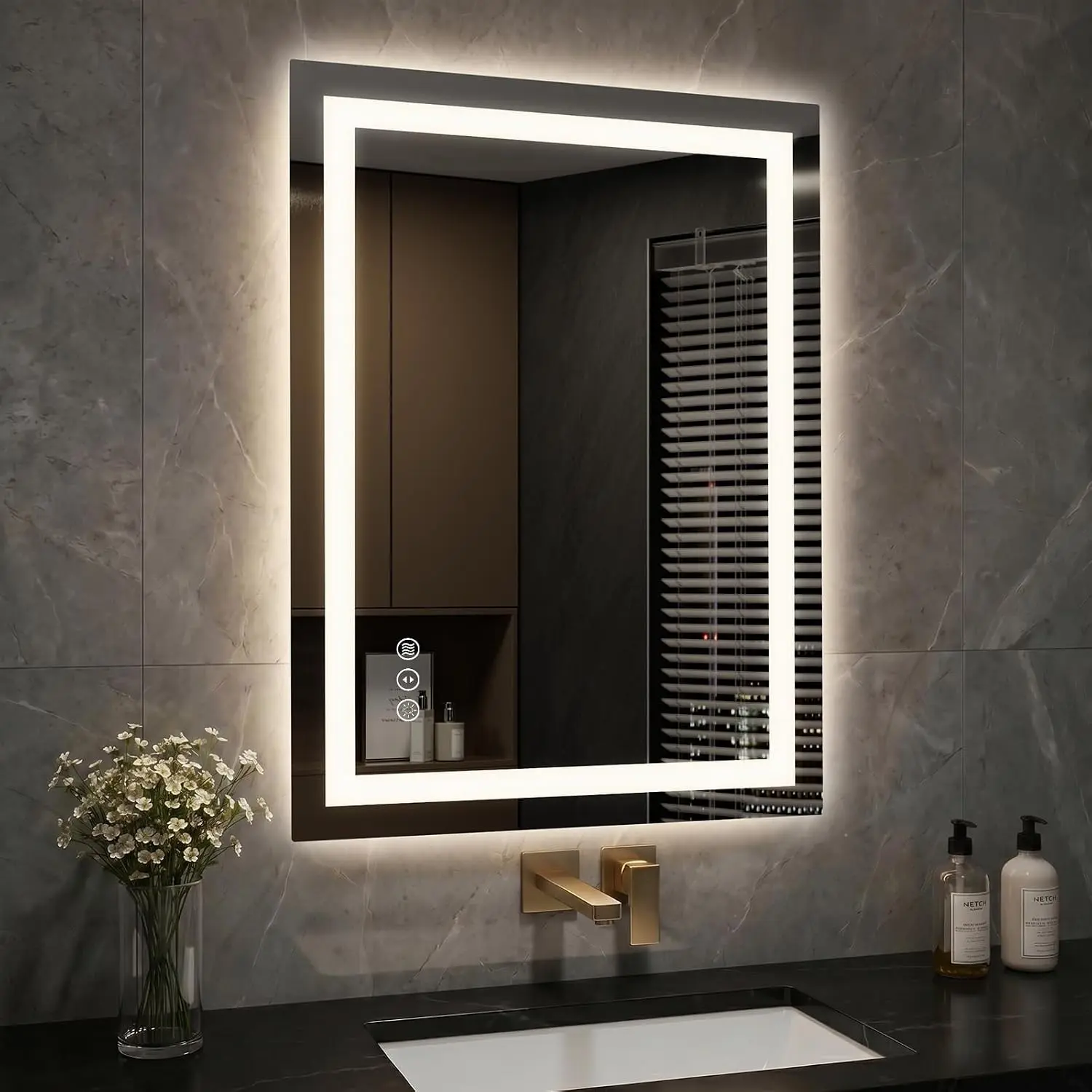 24x32 Inch LED Bathroom Mirror with Lights, Anti-Fog, Dimmable | Backlit & Front Lit Lighted Vanity Mirror for Wall, Smart Mirror with Memory Function, Shatterproof Tempered Glass