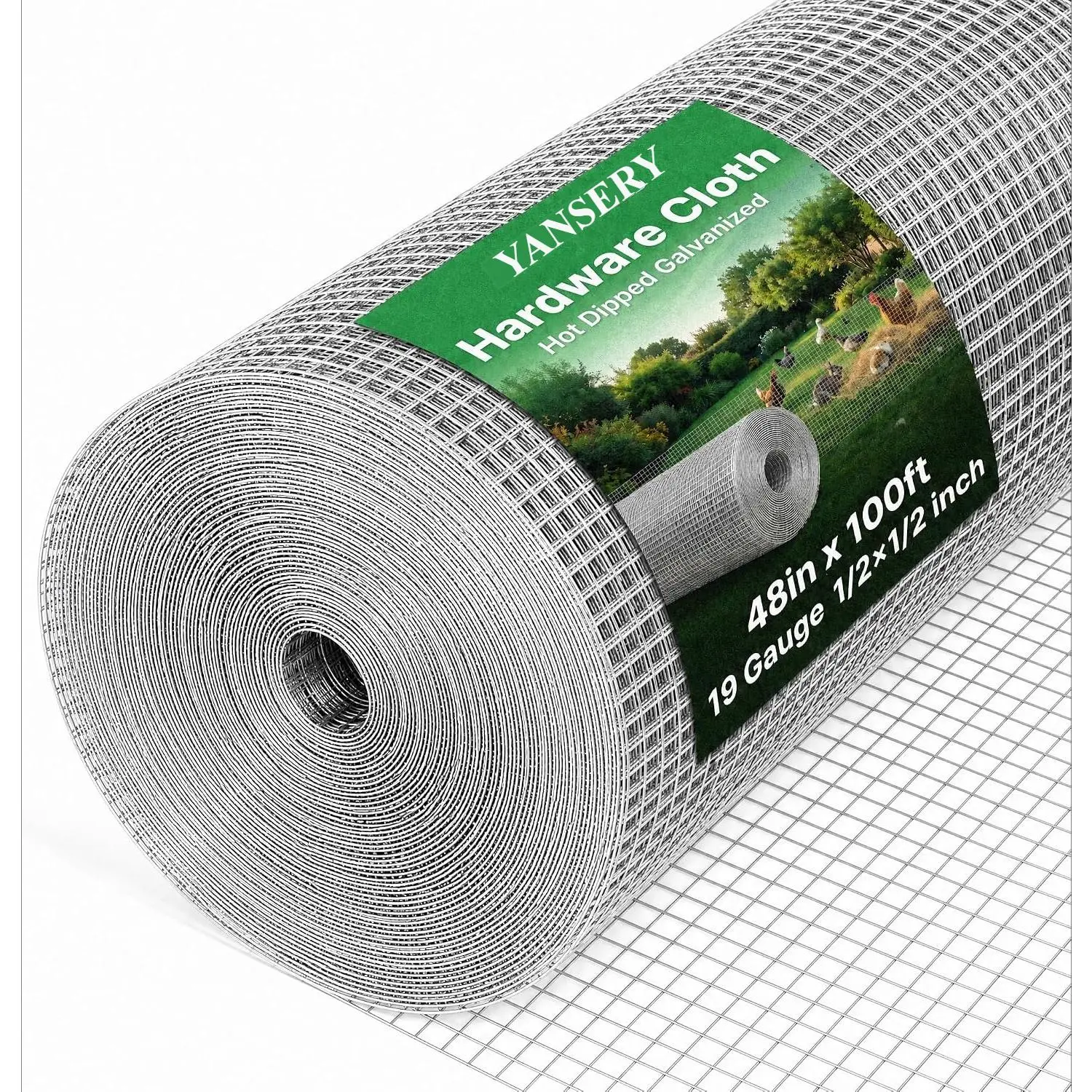 YANSERY Hardware Cloth,48inch×100ft Chicken Wire Fence, Galvanized Welded Cage Wire Mesh Roll Supports Poultry Netting Cage Fence………