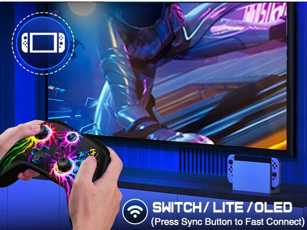 ESYWEN Wireless Switch Controller for Nintendo Switch Controller/Lite/OLED, LED Wired PC Game Joysticks-Wireless iOS/Android Remote, Nintendo Game Accessories Gamepads & Standard Controllers