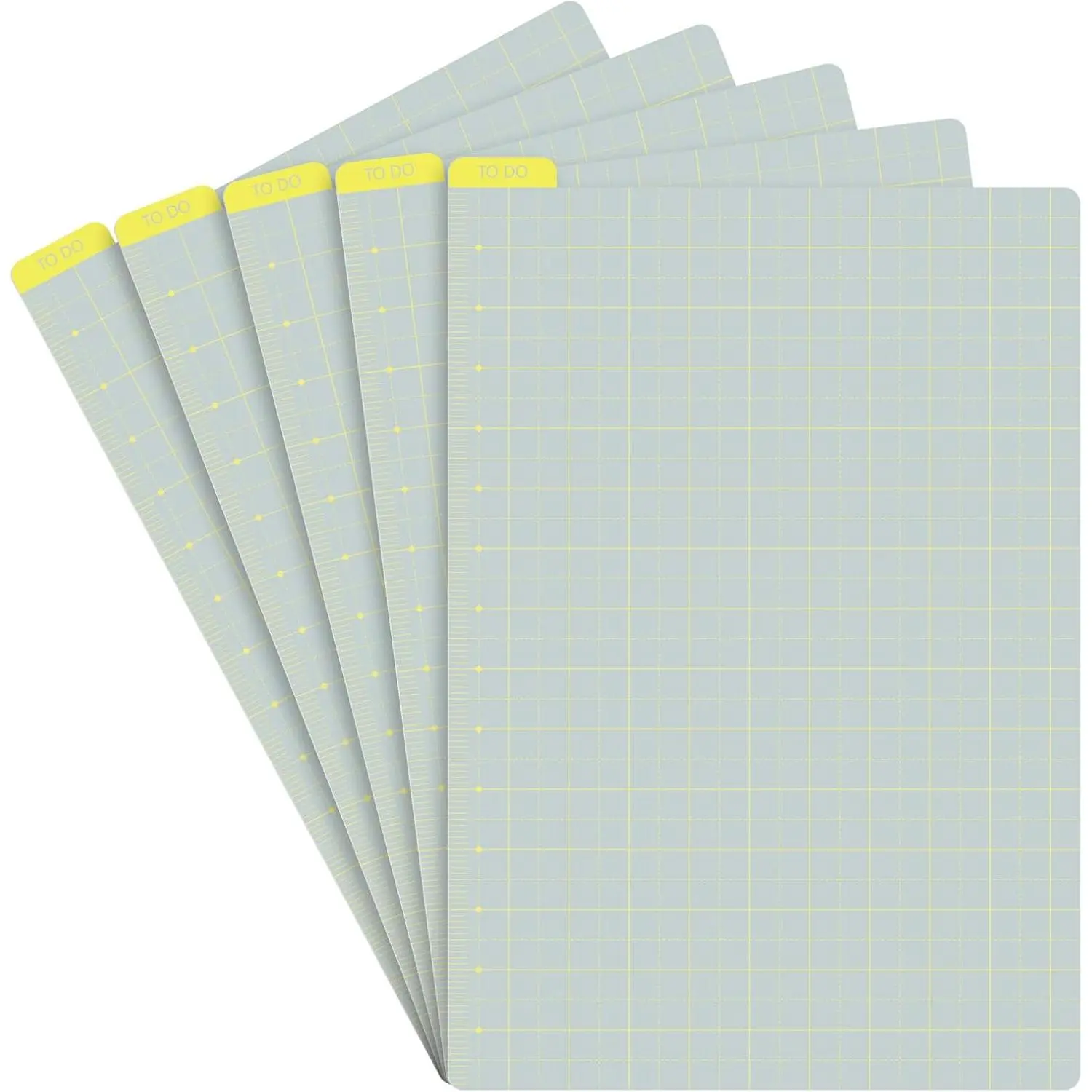 5 Pack A6 Gray x Yellow Pencil Board  Notebook Accessory, Flexibility Layout Grids with Ruler Scale