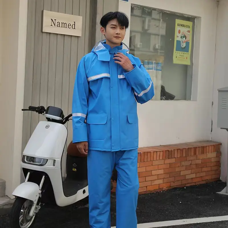 Long Full-Body Reflective Waterproof Rain Suit For Adult Men Women Single Person Site Labor Work Heavy Rain Outdoor Use