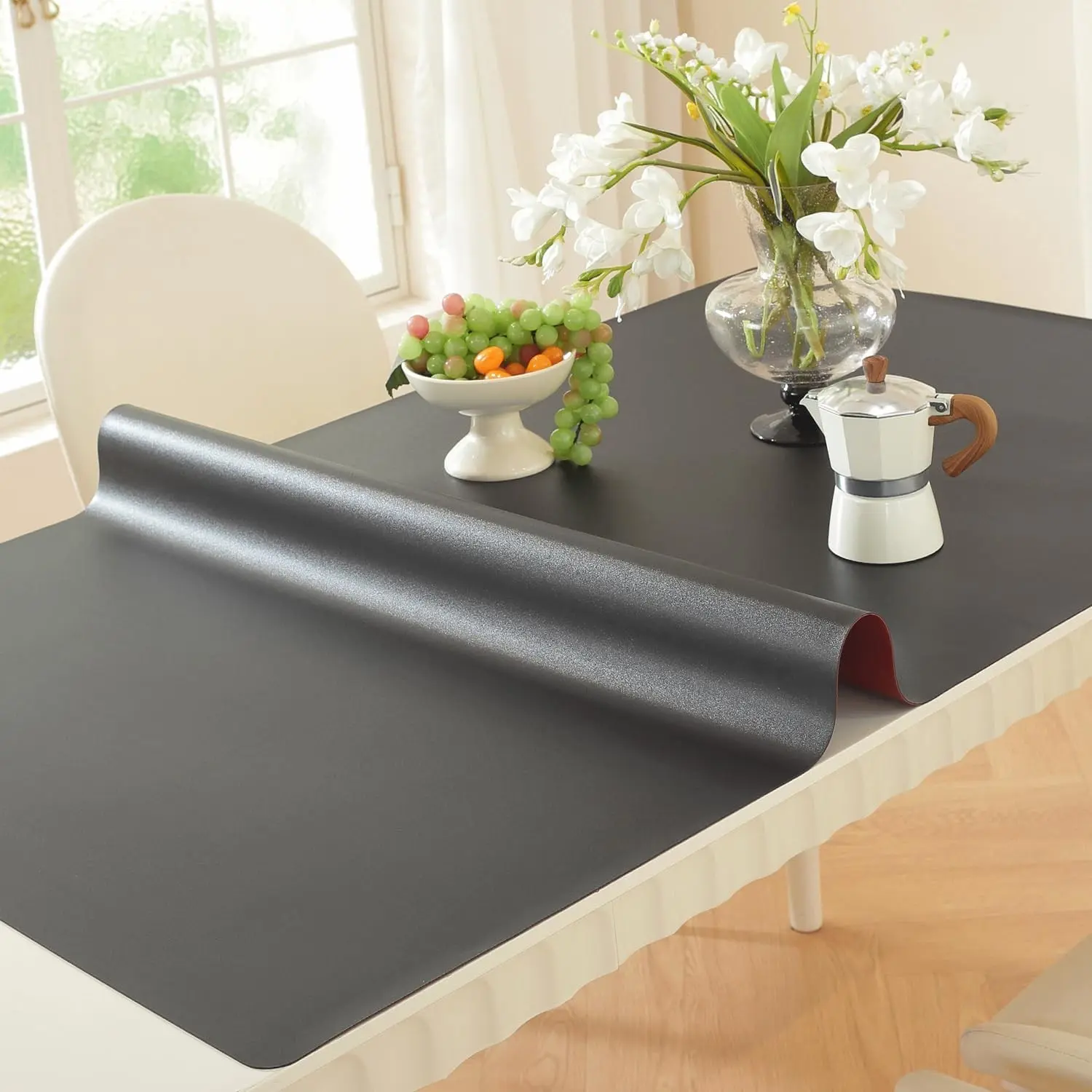 OstepDecor Rectangle 40x60 in Black 1.5mm Thick Plastic Table Protector - Cut-to-Size, Waterproof, Wipe-Clean, Anti-Spill, Stain-Resistant Furniture Pad for Dining & Coffee Tables, Dressers