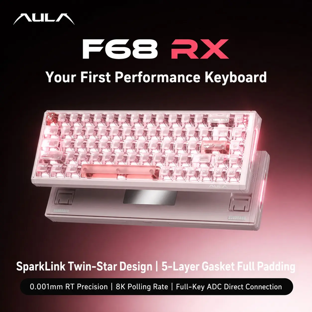 Aulaf68rx Magnetic Axis Keyboard, Customizable Mechanical Wired Gaming Keyboard, 68-Key Layout, Fps Dual Driver, Esports Game Gear