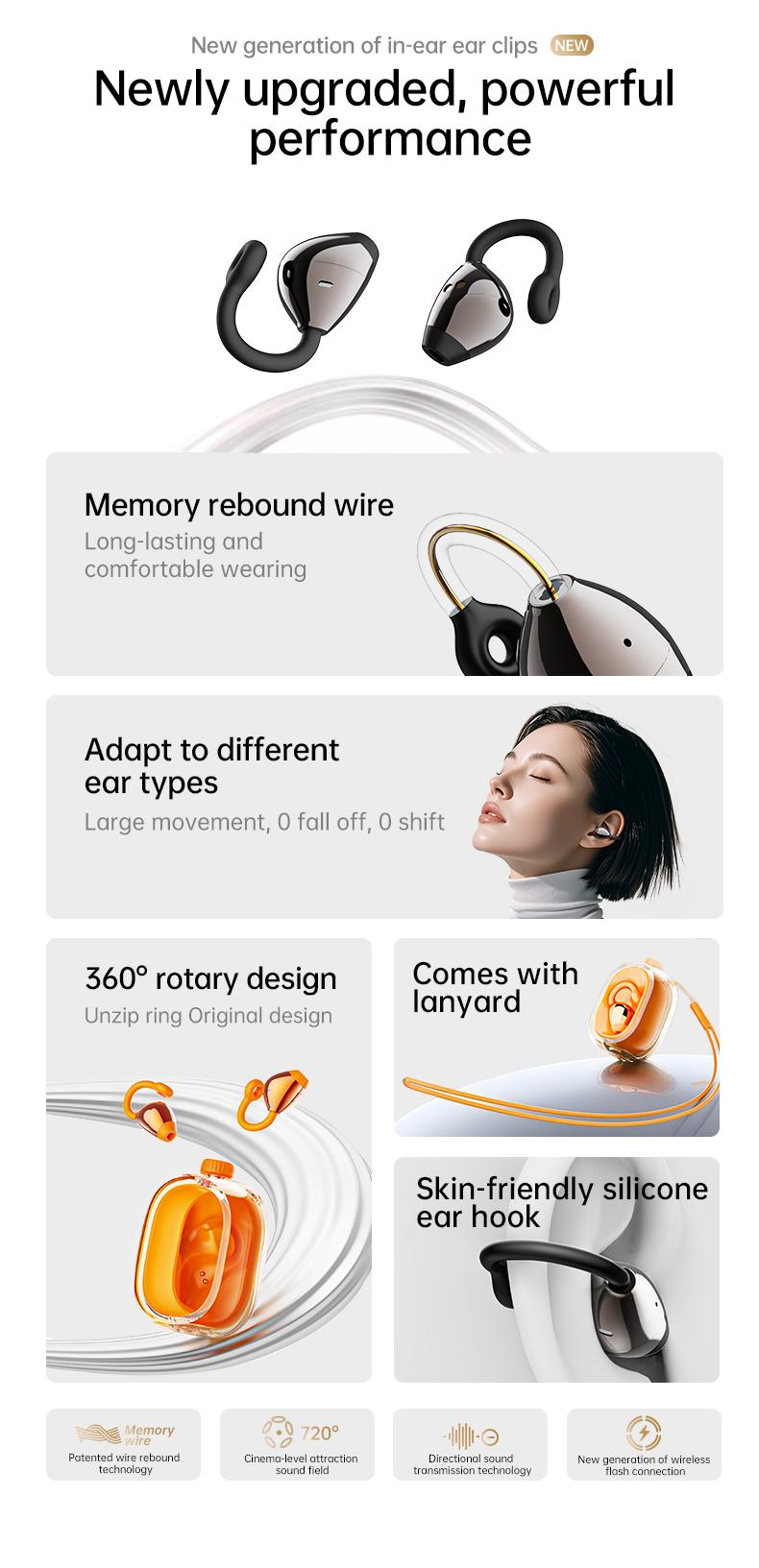 BT  Earphone Clip On Monaural Inear Motion Stereo Bone Conduction Gd28 Business Wireless Earphone Mini Monaural Tws