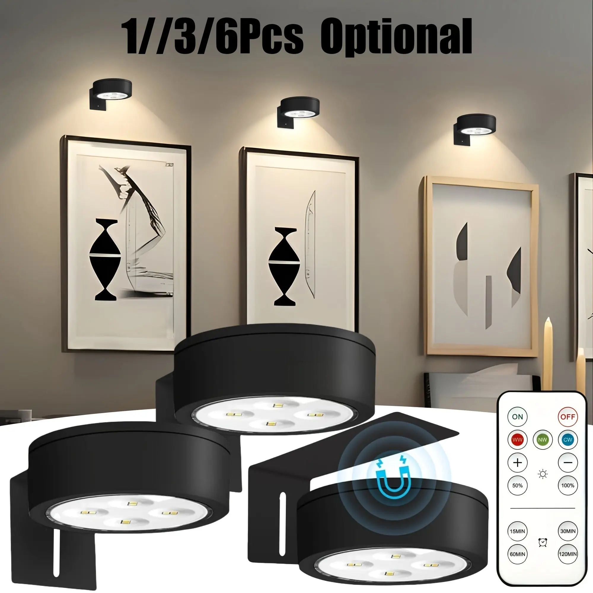 Battery-Powered LED Wall Light Set, Remote Control, Dimmable Lights, Adjustable Color Temperature, Wireless Art Wall Lamp, Decorative Night Light, String Lights