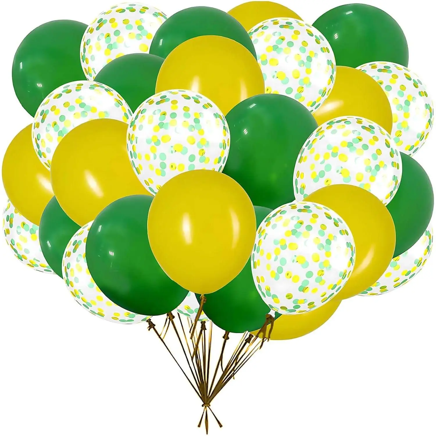50 count 12inch Yellow and Green Party Balloons with Yellow Green Confetti Balloons for Wedding, Birthday,  Shower, Halloween,Family Parties Decoration