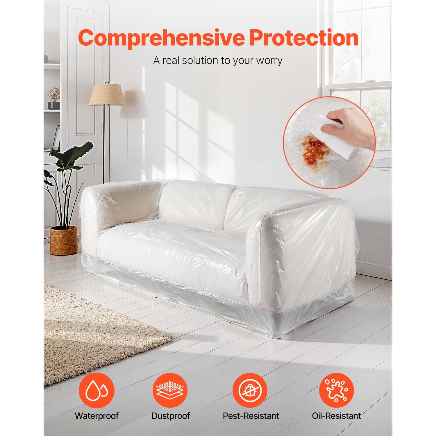 Transparent Heavy Duty Plastic Sofa Cover, 4 Mil LDPE Couch Protector, Waterproof Dust & Scratch Resistant Furniture Bag for Moving, Storage, Renovation, 92 x 62 x 42 Inches Transparent Heavy Duty Plastic Sofa Cover, 4 Mil LDPE Couch Protector, Waterproof Dust & Scratch Resistant Furniture Bag for Moving, Storage, Renovation, 92 x 62 x 42 Inches