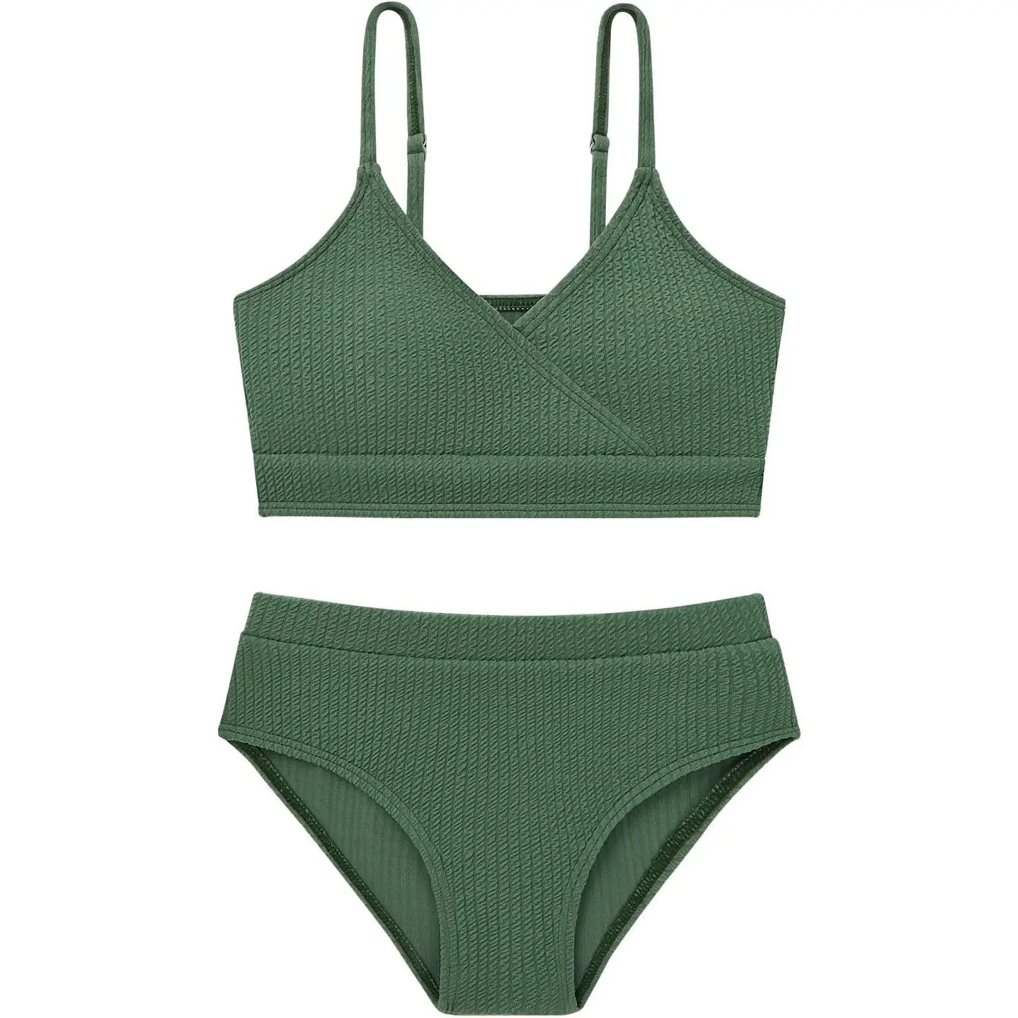 Teen Girls' Solid Spaghetti Strap Bikini Set - Two Piece Beach Swimsuit Swimwear(Gift)