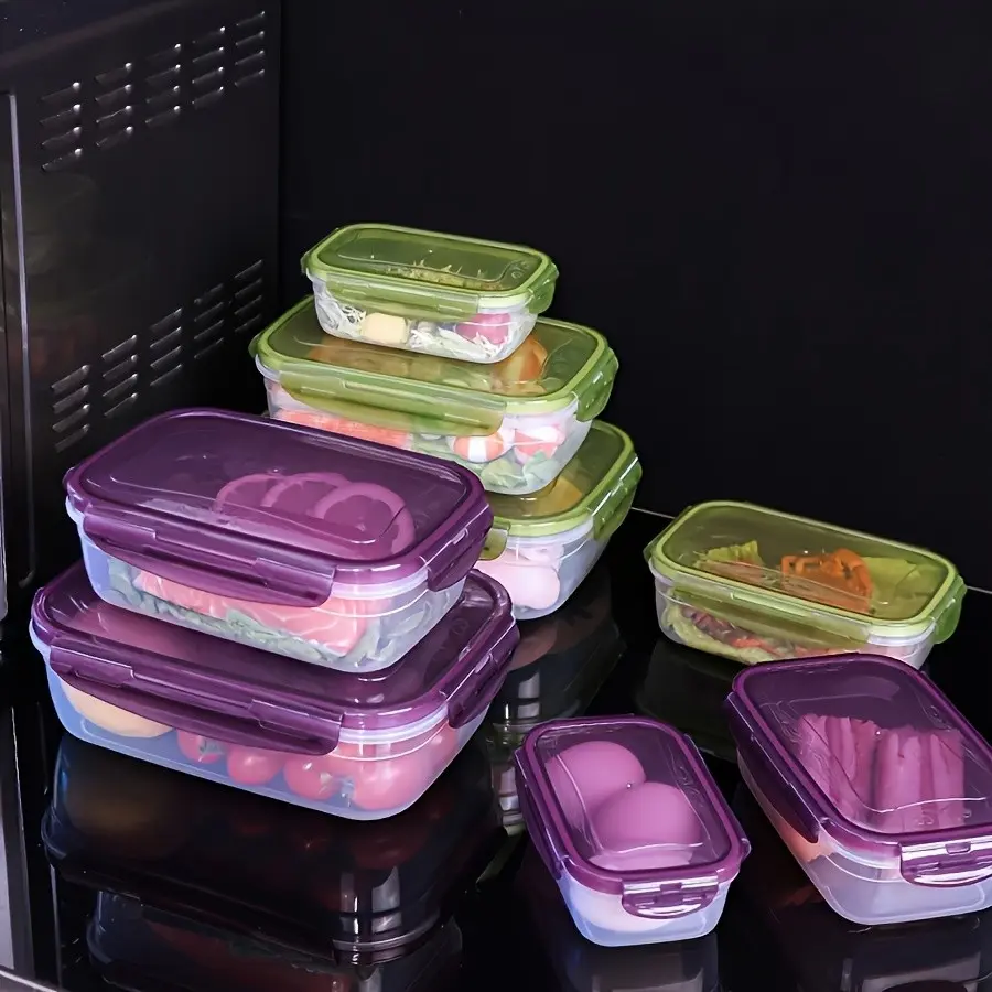 4-Piece Microwave Safe Plastic Sealed Storage Containers, Durable Food Storage Boxes, Ideal for Kitchen Organization, Home Use