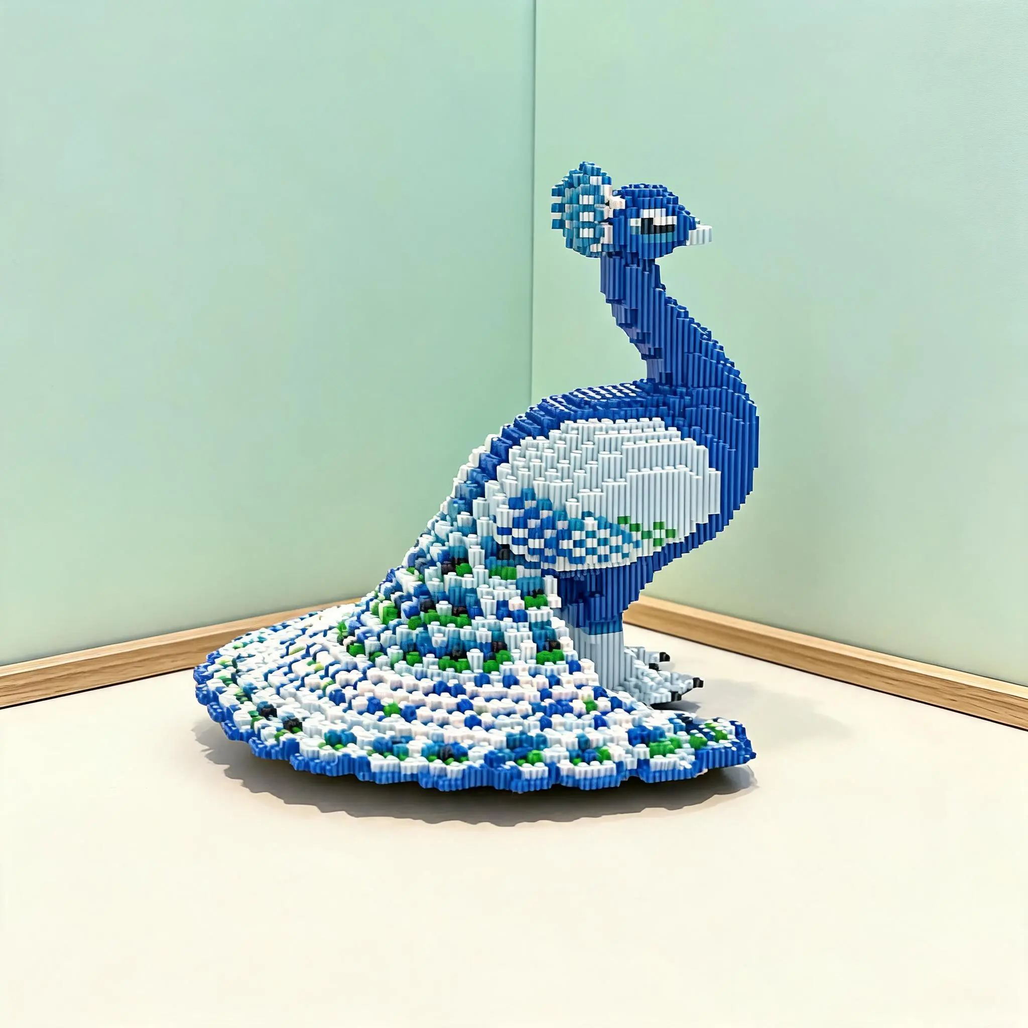 4420pcs Blue Peacock Animal 3D Puzzle Building Block Creative Decoration, Perfect Gift for Birthday Halloween Valentine Christmas Holiday DIY Craft Decor