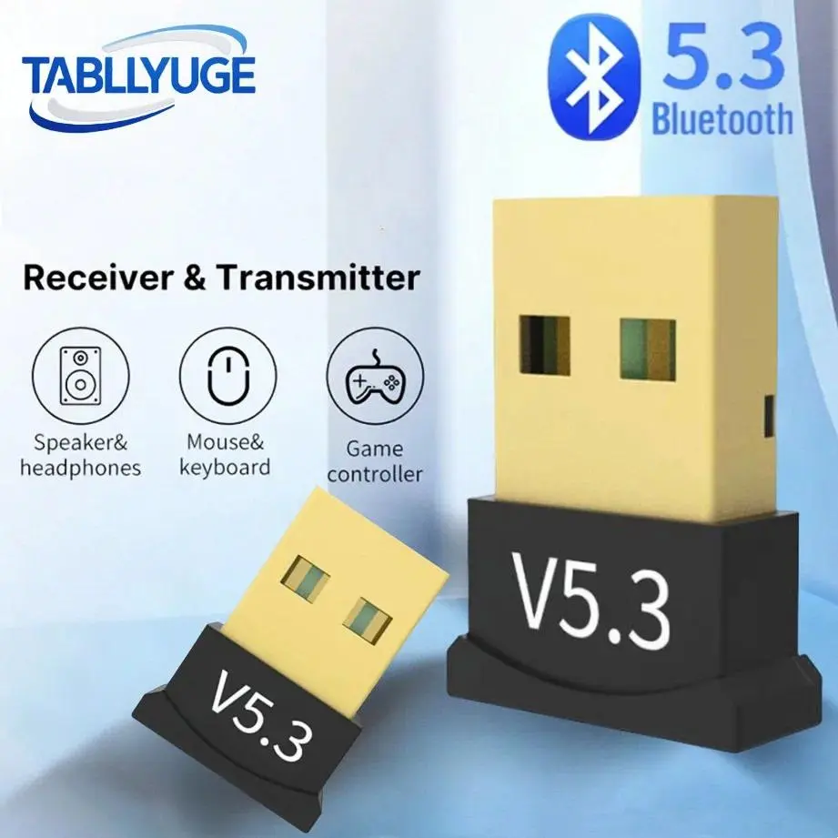 1 x USB 3.0 Bluetooth 5.3 Adapter, Compact Plug-and-Play Wireless Dongle for PC Laptop Computer, 20m Distance Range, Supports Mouse & Keyboard, Compatible with Windows 7/8.1/10/11, Bluetooth Adapter, 0~20M
