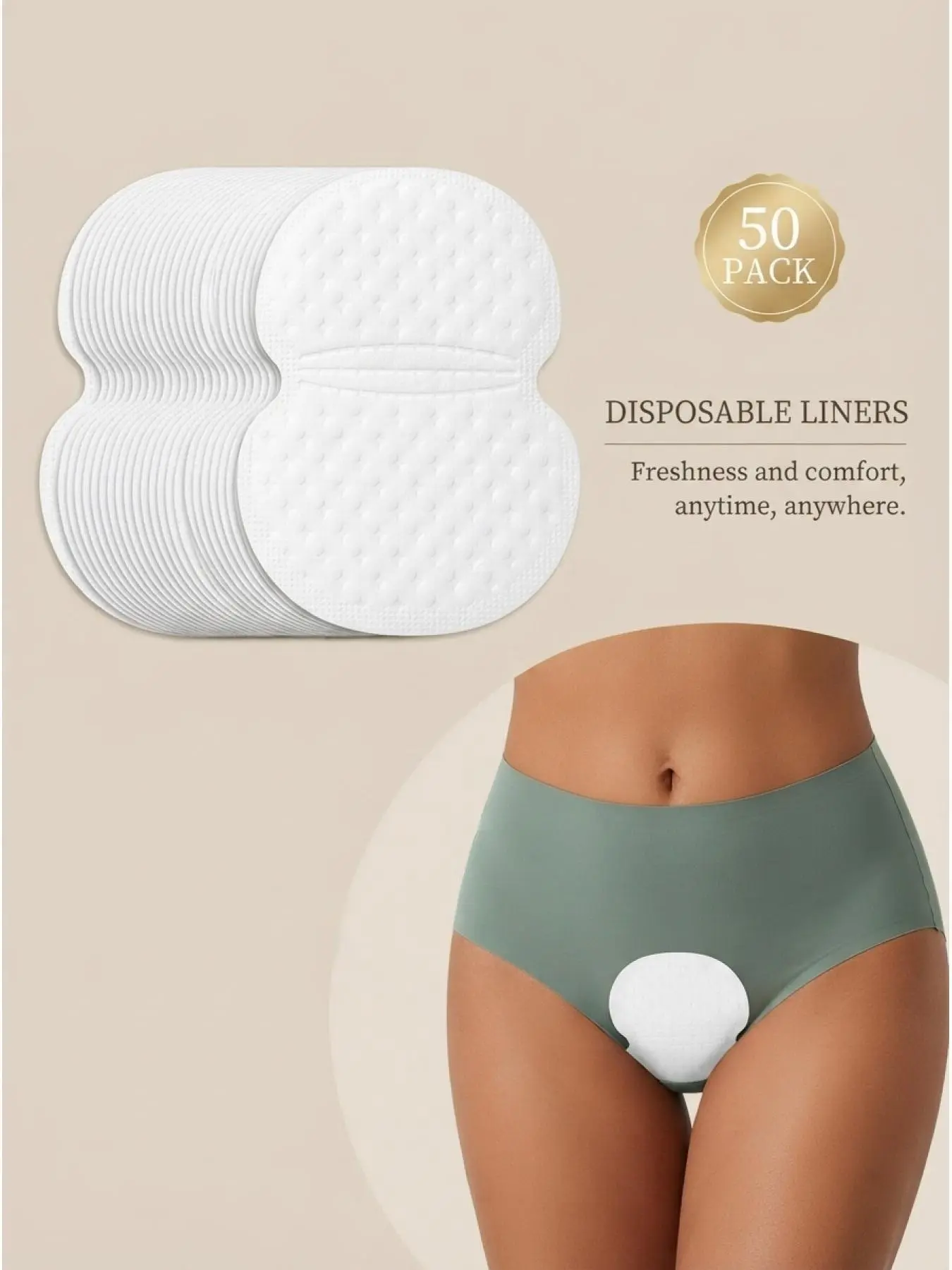 50 pieces of women's disposable adhesive undergarment moisture-absorbing and sweat-wicking pads, private hygiene pads, anti-barebacking, anti-embarrassment, underarm moisture-absorbing pads, multi-functional body padding