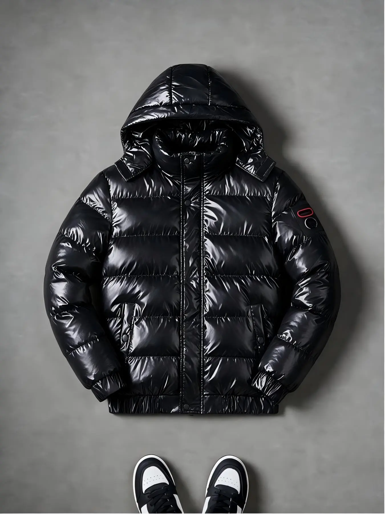 Men's Winter Warm Casual Jacket, Detachable Hat, Fashion Trendy, Windproof Waterproof, Thickened Glossy Cotton Coat