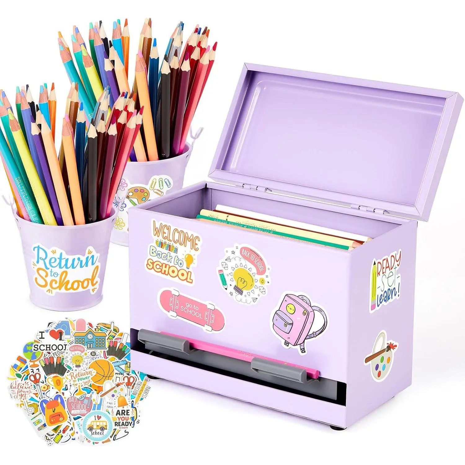 3 Pack Pencil Dispenser for Classroom Stainless Steel Classroom Pencil Holder with Sticker for Desk Student  to School Teacher  Have   Supplies(Light )