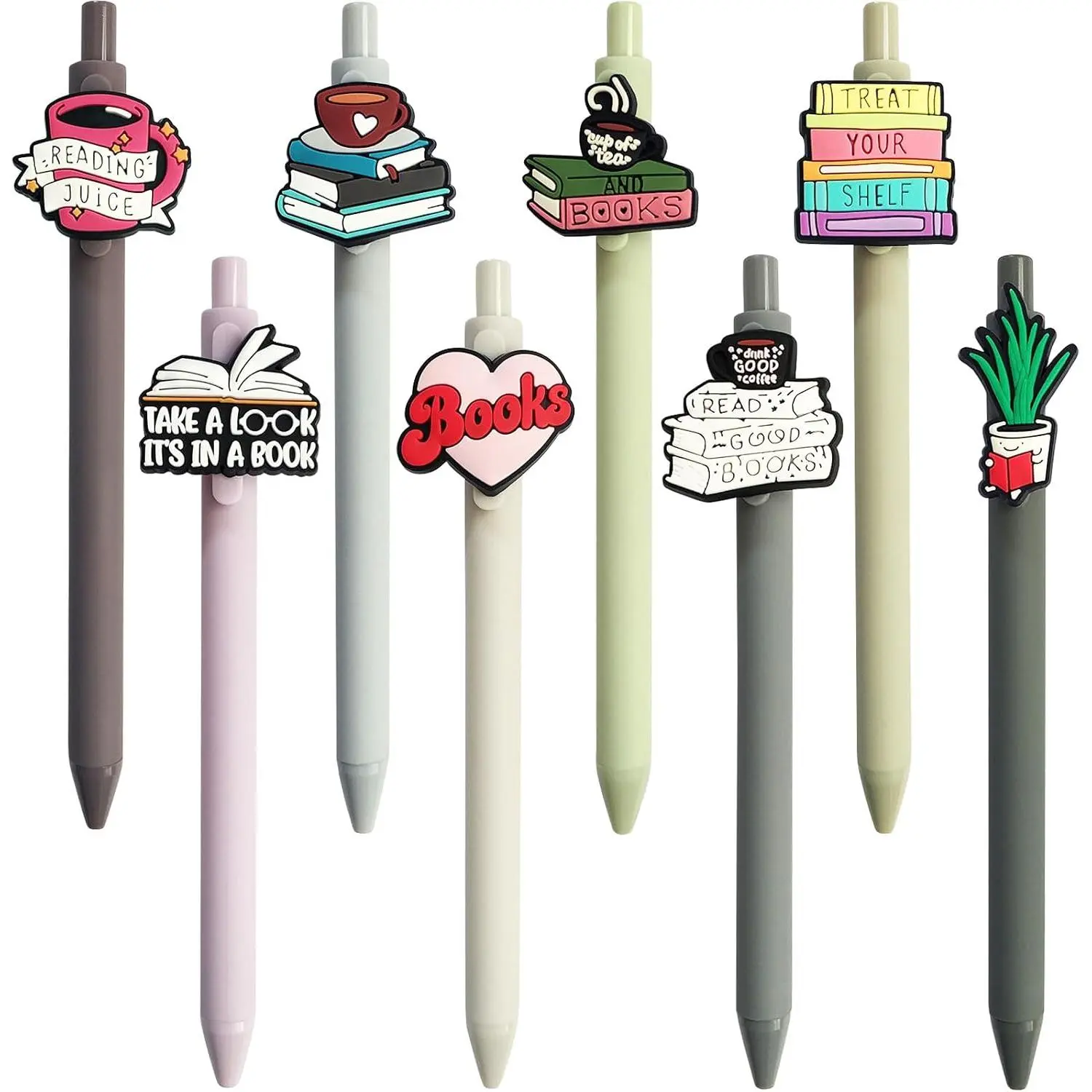 Cute Book Lovers Pens Club Bookish Gifts Aesthetic Black Ink Pens Stationery Book Themed Decor Library Supplies Accessories Appreciation  for Women Readers Bookworm Librarian Teacher