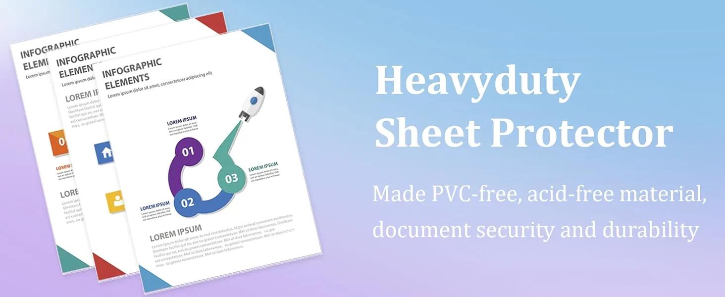 50 Pack No Holes Sheet Protectors 8.5 x 11 Inch Letter Size Page Protectors for Documents, Prints, Top Loading Heavyweight Clear View Plastic Sleeves for Papers, Artworks, Photos